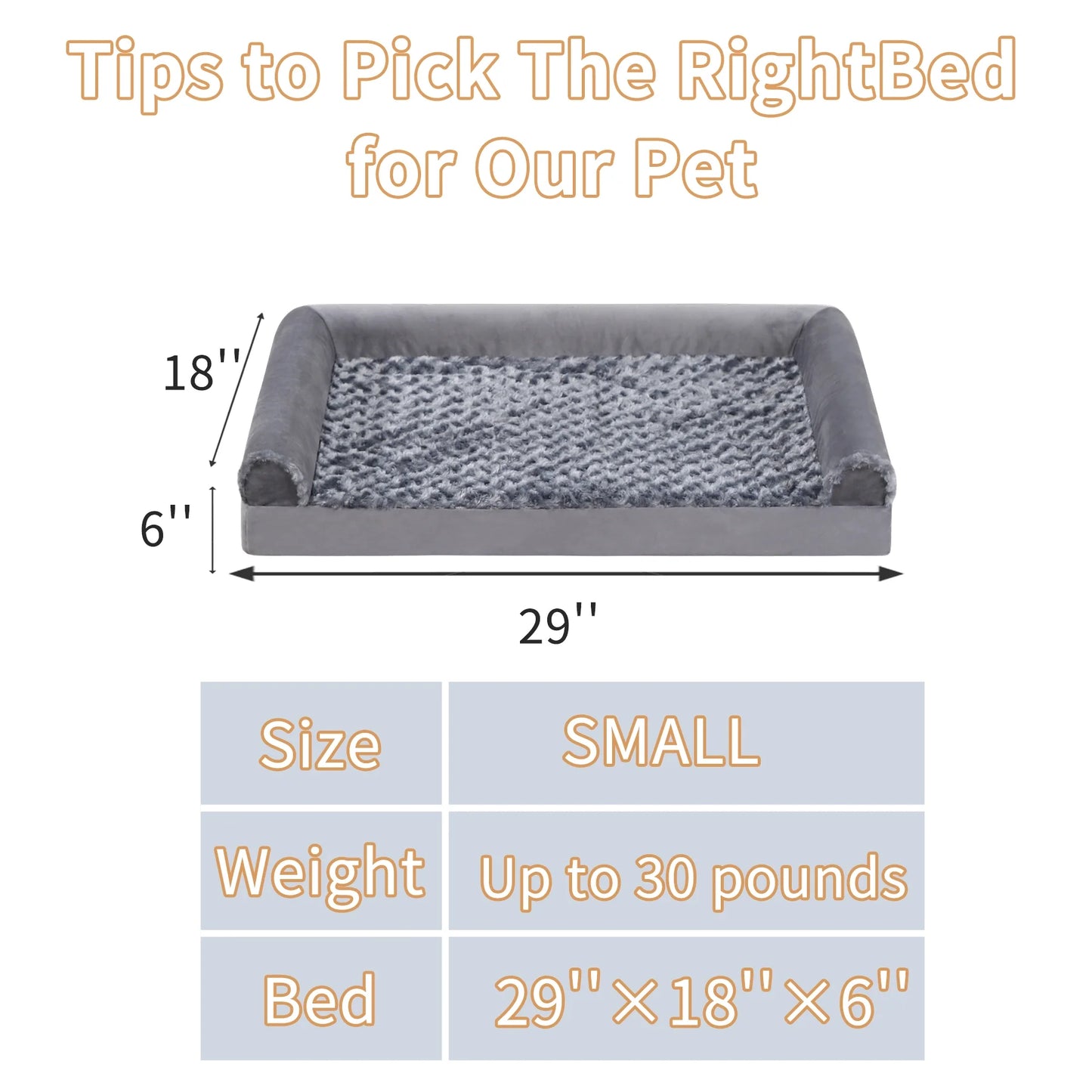 29" Orthopedic Dog Bed for Medium Dogs with Waterproof Washable Cover and Memory Foam