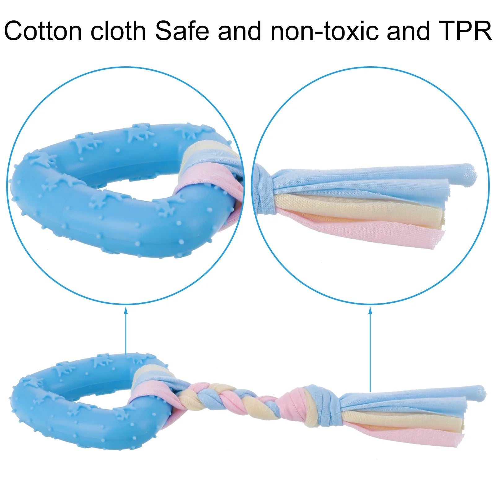 7 Pcs Puppy Chew Toys for Teething Cleaning, Teething Rubber Toys for Puppy, Interactive Dog Soothes Gums and Pain Lessens Toys, Dog Toys with Rope for Aggressive Chewers Small Dogs(Blue)